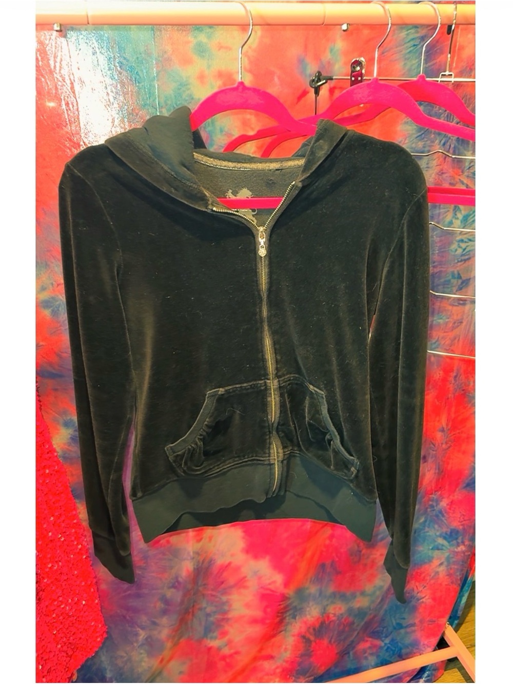 Express Black Velour Zip Hoodie